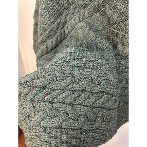 NWT Carraig Donn Merino Wool Chunky Knit Poncho Emerald Green Irish Made OS NEW - Picture 4 of 10